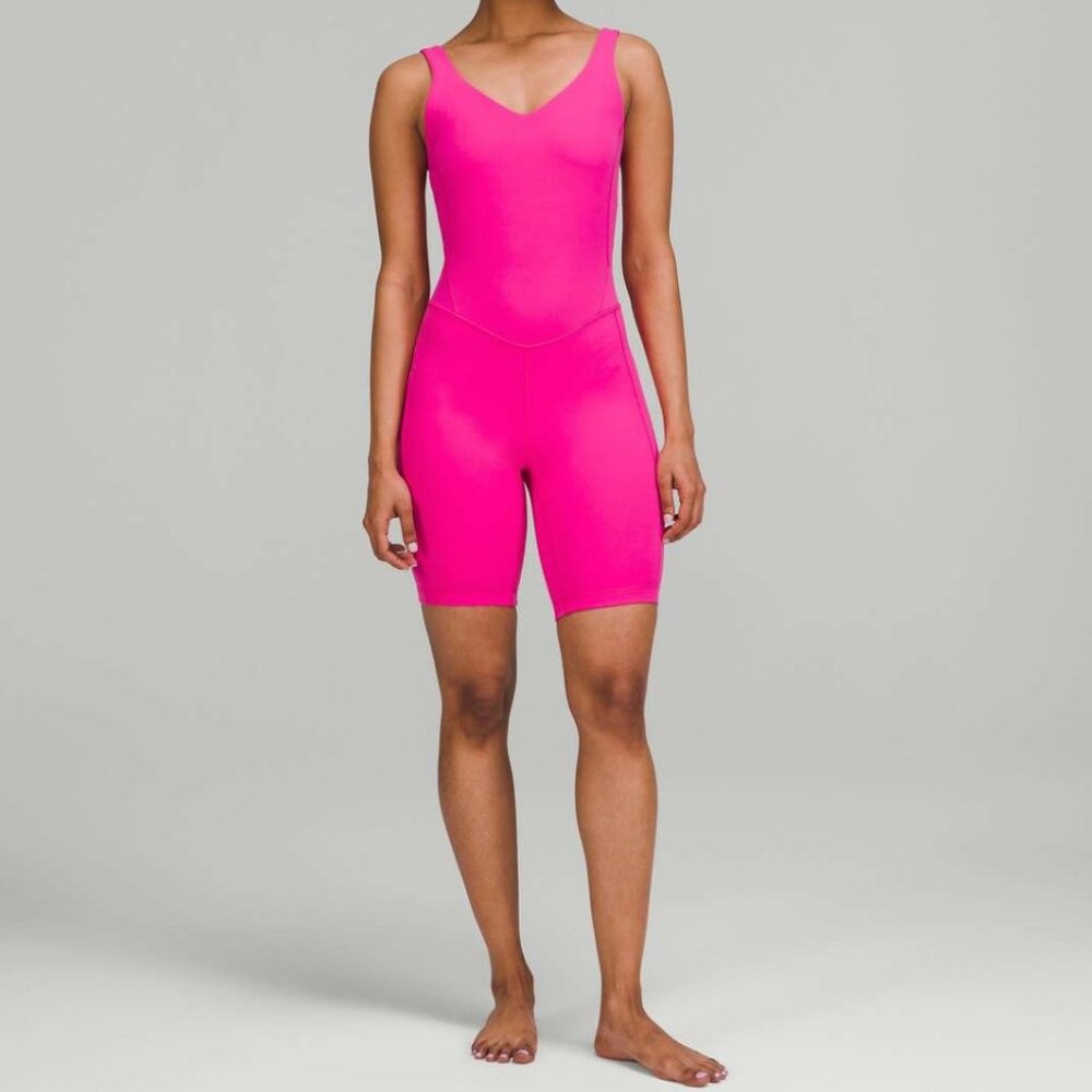 Lululemon l NWT Nulu Align Onesie Bodysuit with 8" Shorts in Sonic Pink (Neon)